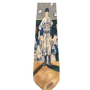 Norman Rockwell Chicago BASEBALL Collectible Men's Necktie Silk Neck Tie VTG